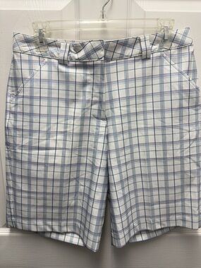 Tommy Armour Women’s Plaid Bright White Blue  Dri Logic Golf Shorts NWT Size 4